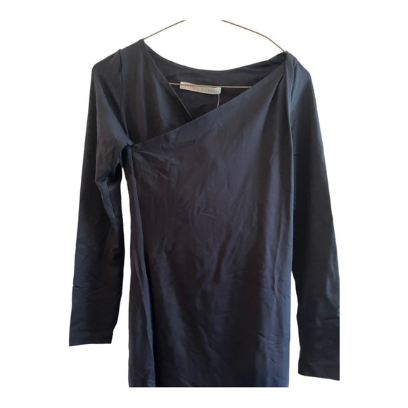 Susana Monaco Women Long Sleeve V- Neck Angled Wrap Dress Midnight - Picture 2 of 14